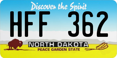 ND license plate HFF362