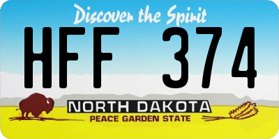 ND license plate HFF374
