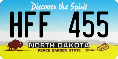 ND license plate HFF455