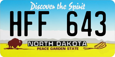 ND license plate HFF643