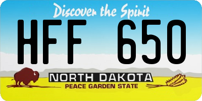 ND license plate HFF650