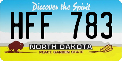 ND license plate HFF783