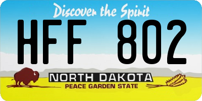 ND license plate HFF802