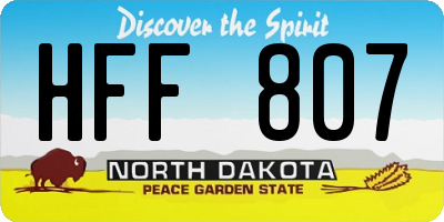 ND license plate HFF807