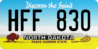 ND license plate HFF830