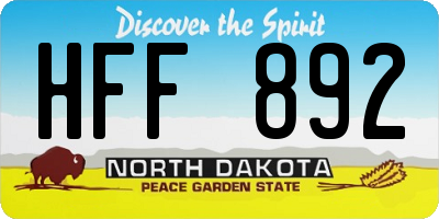 ND license plate HFF892