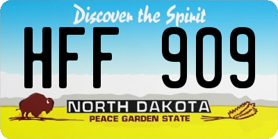 ND license plate HFF909