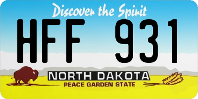 ND license plate HFF931