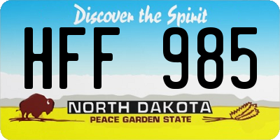 ND license plate HFF985