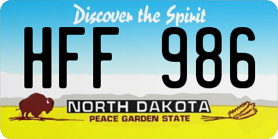 ND license plate HFF986