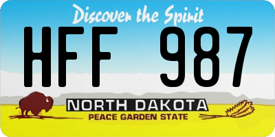 ND license plate HFF987