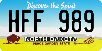 ND license plate HFF989