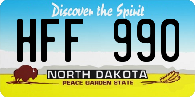 ND license plate HFF990
