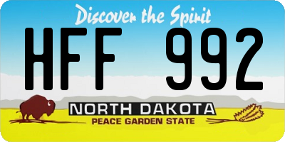 ND license plate HFF992