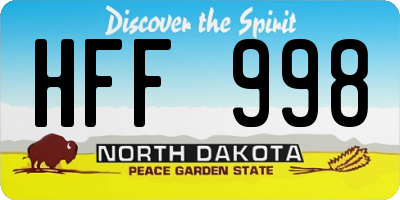 ND license plate HFF998