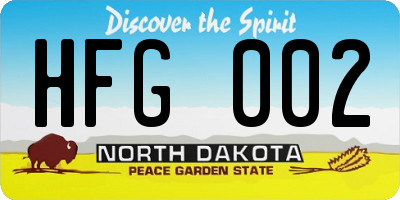ND license plate HFG002