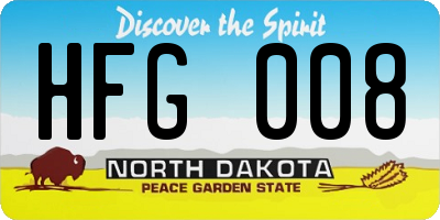 ND license plate HFG008