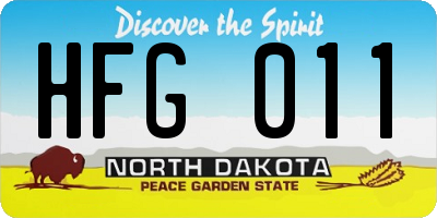 ND license plate HFG011