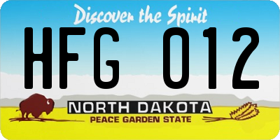 ND license plate HFG012