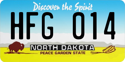 ND license plate HFG014