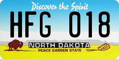 ND license plate HFG018