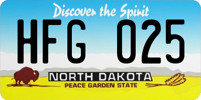ND license plate HFG025