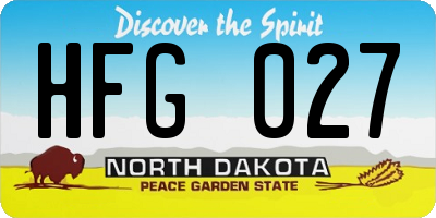 ND license plate HFG027