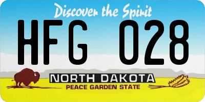 ND license plate HFG028