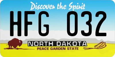 ND license plate HFG032