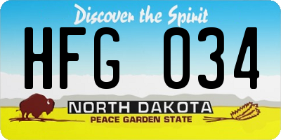ND license plate HFG034