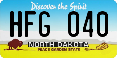 ND license plate HFG040
