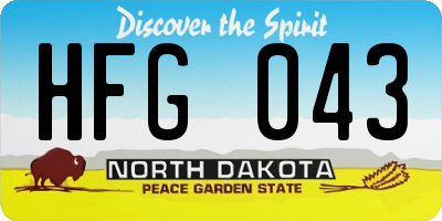 ND license plate HFG043