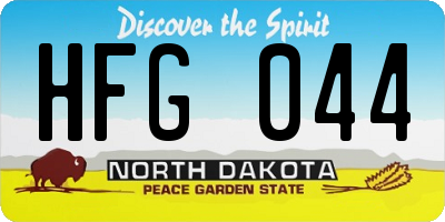 ND license plate HFG044