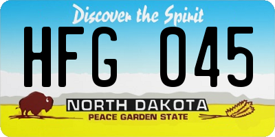 ND license plate HFG045