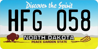 ND license plate HFG058