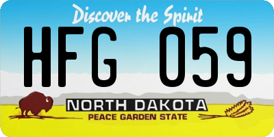 ND license plate HFG059