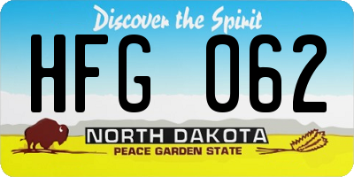 ND license plate HFG062