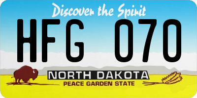 ND license plate HFG070