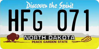 ND license plate HFG071