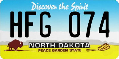 ND license plate HFG074