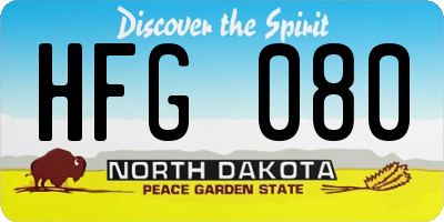 ND license plate HFG080