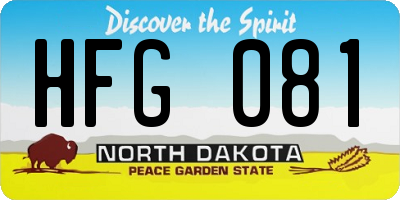 ND license plate HFG081