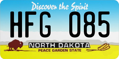 ND license plate HFG085