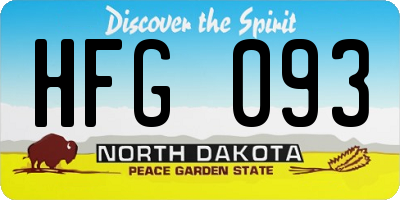 ND license plate HFG093