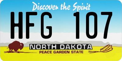 ND license plate HFG107
