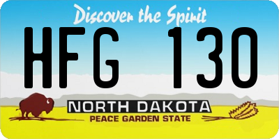 ND license plate HFG130
