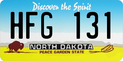 ND license plate HFG131