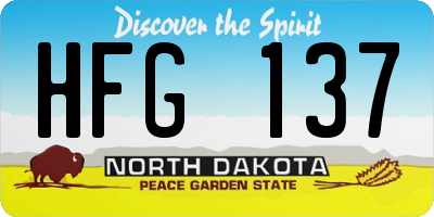 ND license plate HFG137