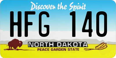ND license plate HFG140