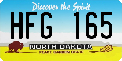 ND license plate HFG165